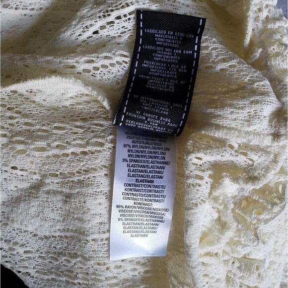 7 For All Mankind Stretchy Lace Round Neck Long Sleeve Top/Blouse Ivory Cream - Picture 8 of 9